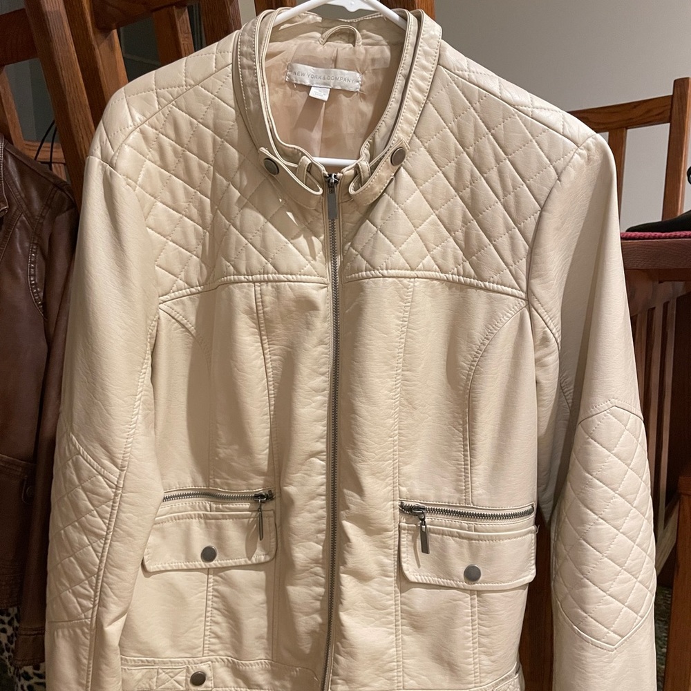 Faux Leather Jacket (ivory)